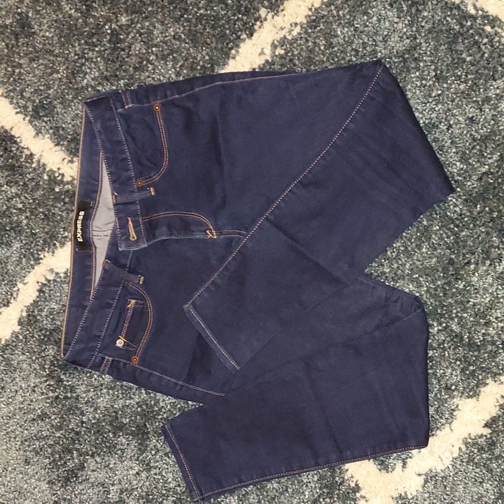 Dark denim low rise stretch leggings, size 4S